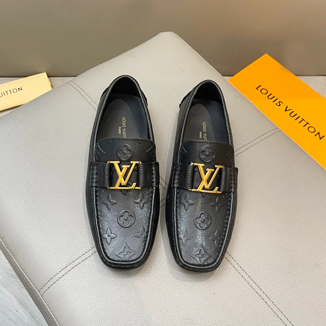 Factory price: 460💰LV men's beanie shoes 2025 official website synchronization <market top version> cowhide pressed grid ➕ black cow lining original packaging. Size 38-45
